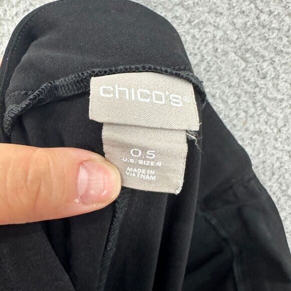 Chicos Pants Womens 6 Black Pull On Ankle Stretch Comfort Career Capsule Minimal - Picture 3 of 7